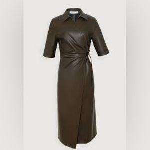 New Oak and Fort vegan leather wrap dress